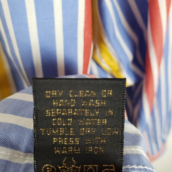 Bugatchi Uomo Long Sleeve Button Up Shirt Primary Color Stripes Size Large - Picture 9 of 10